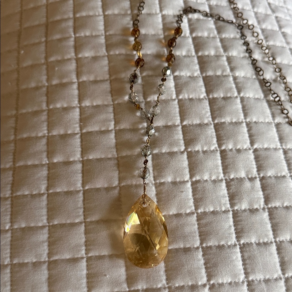 Amber Crystal Drop Necklace
